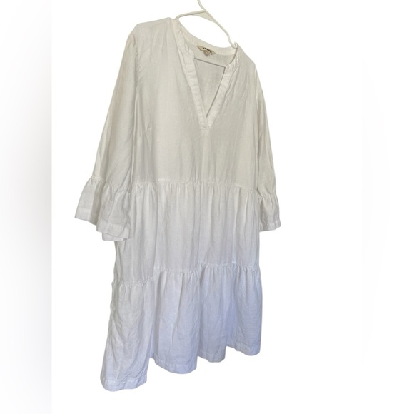 Boden Sophia Linen Short White V-Neck Tiered Dress Size 20-22R - Picture 9 of 15